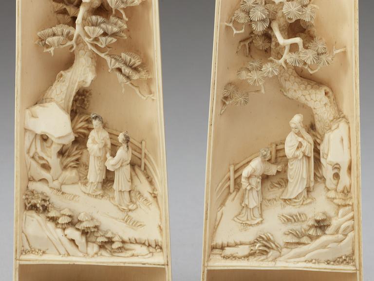 Two Chinese ivory wrist rests, early 20th Century.