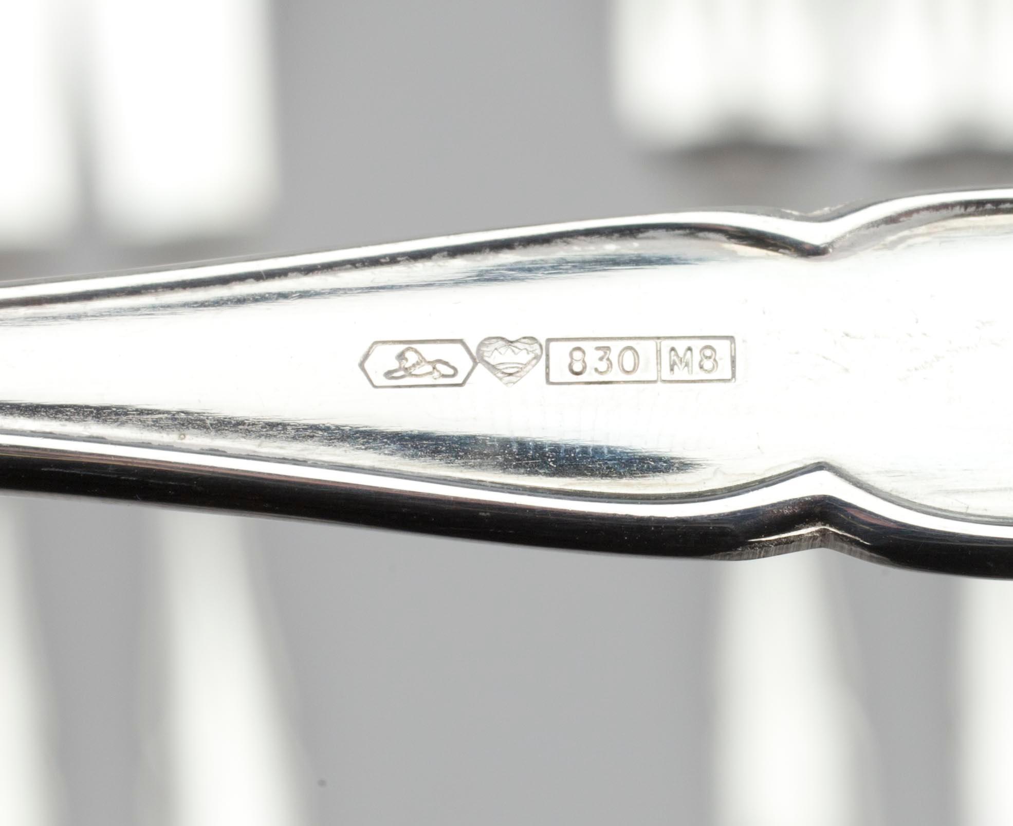 FISKBESTICK, 12+12, silver, Chippendale, Kultakeskus, Tavastehus 1989. Vikt 890 g.