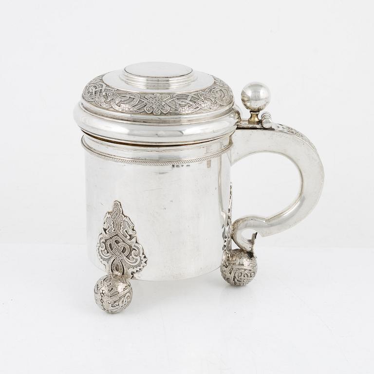 Dryckeskanna, barockstil, silver, Birger Eriksson, Göteborg , efter 1927.