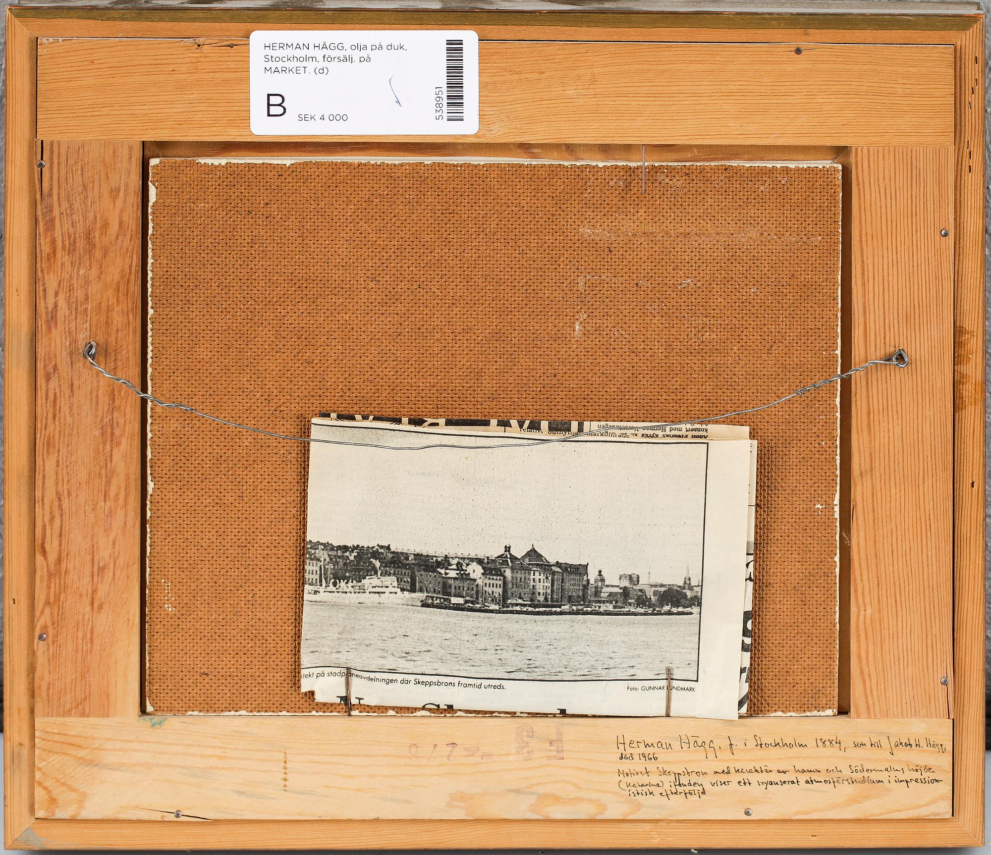 HERMAN HÄGG, olja på pannå, signerad.