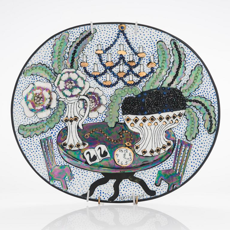 Birger Kaipiainen, a decorative stoneware dish, marked  Kaipiainen, Arabia.