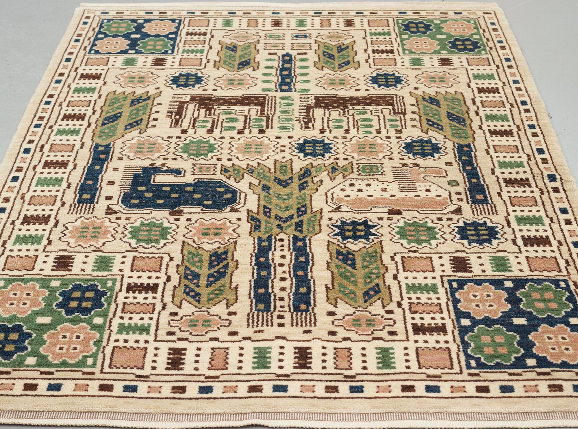 Märta Måås-Fjetterström, A CARPET, "Hästhagen", knotted pile, ca 246 x 165 cm, signed AB MMF.