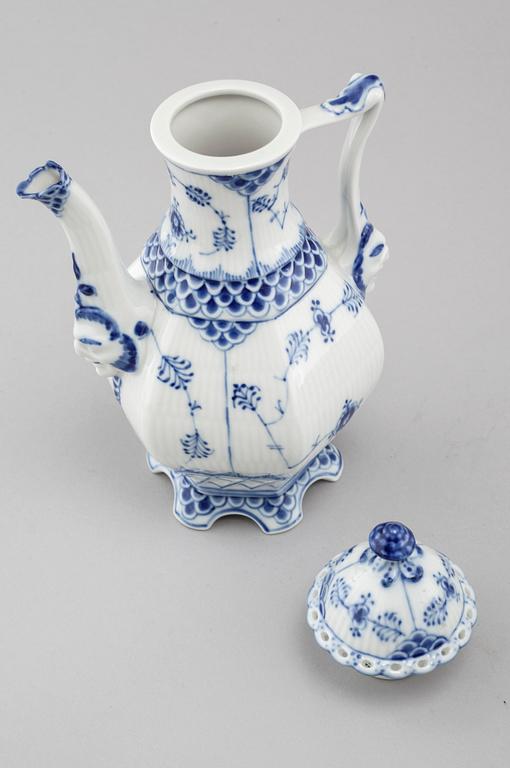 A 9 piece 'Musselmalet' part-mocca service, by Royal Copenhagen, second half of the 20th century.
