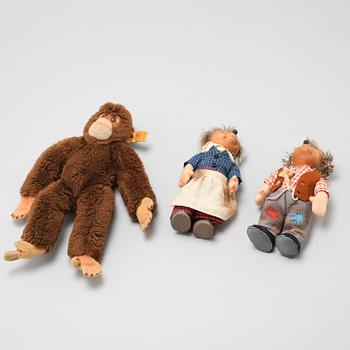 MJUKDJUR, 3 st, Steiff, omkring 1900-talets mitt.