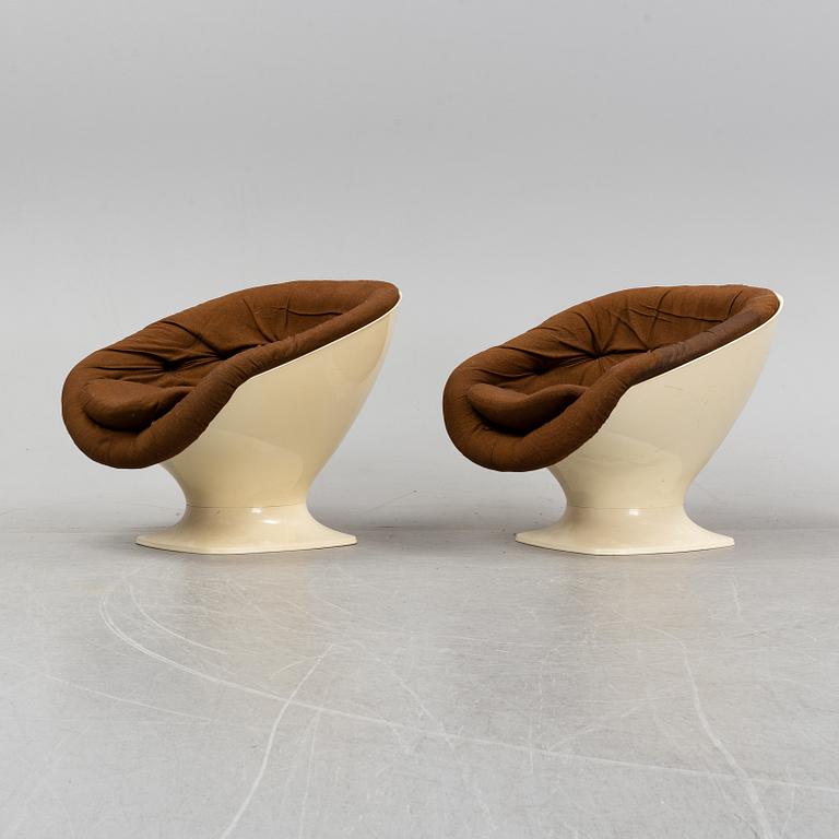 Team Tillberg, a pair of easy chairs, model 'Apollo' Overman AB, Tranås, Sweden 1970's.