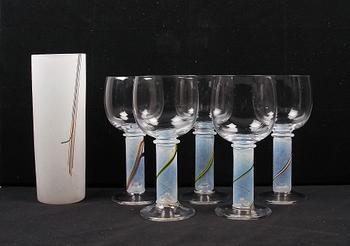 POKALGLAS, 5 st samt VAS, Gunnar Cyrén, Orrefors.