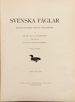 LITOGRAPHS, 144 pcs from M and W von Wrights "Svenska fåglar" vol I, A. Börtzells, Stockholm,