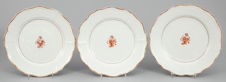 TALLRIKAR, 5 st. Porslin, Kina, 1700-tal.