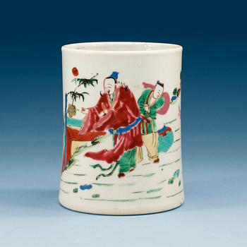 1518. A famille rose brush pot, Qing dynasty, 18th Century.