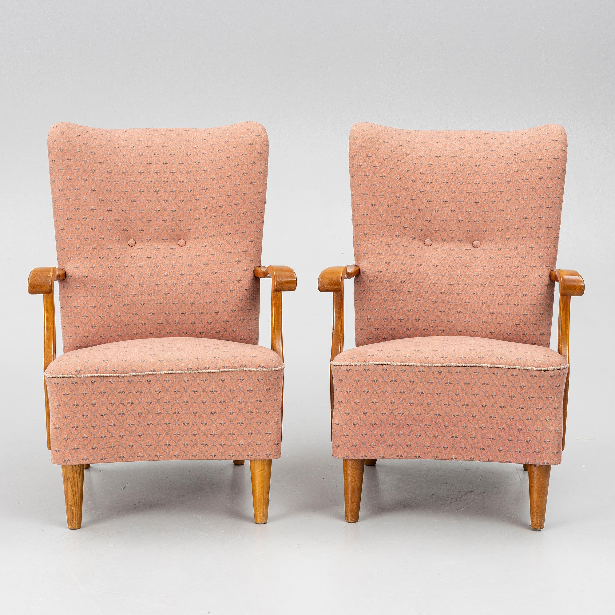 A pair of armchairs, Swedish Modern, 1940s.