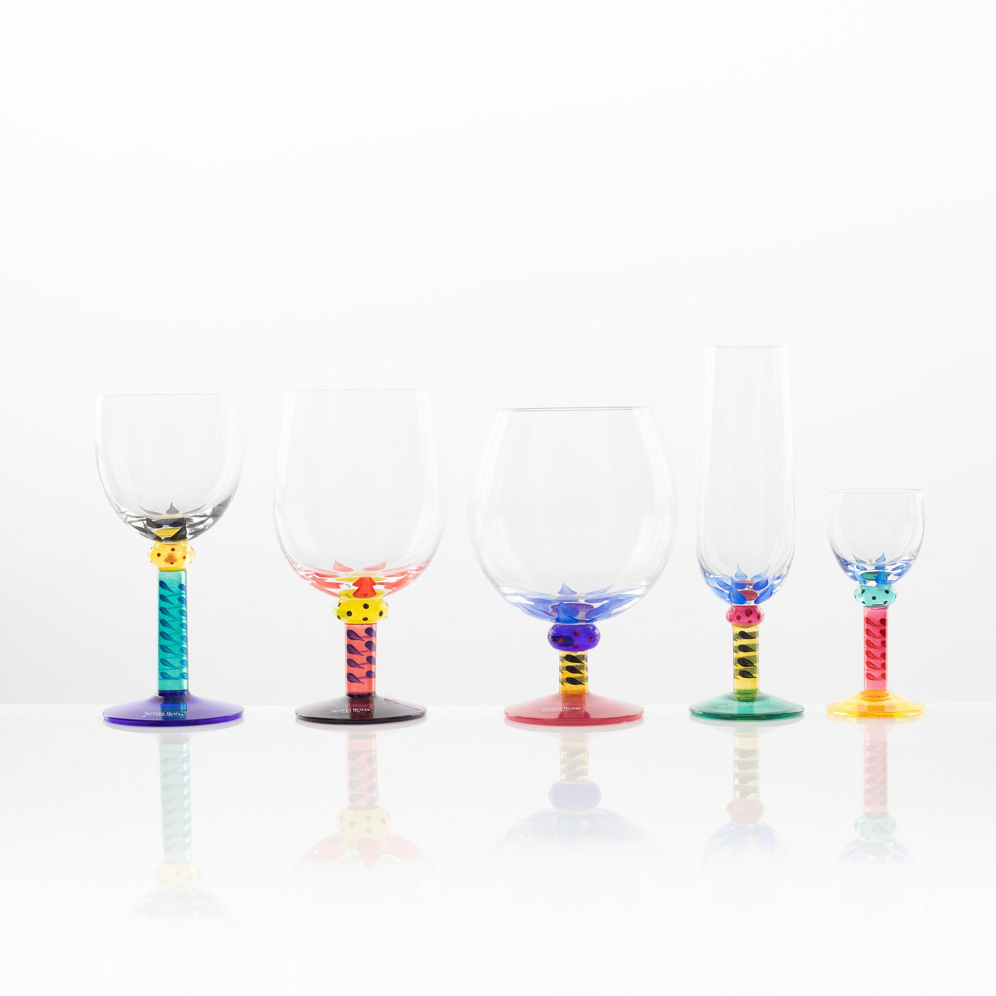 Ken Done, a 57-piece 'Palm Tree' glass service, Kosta Boda