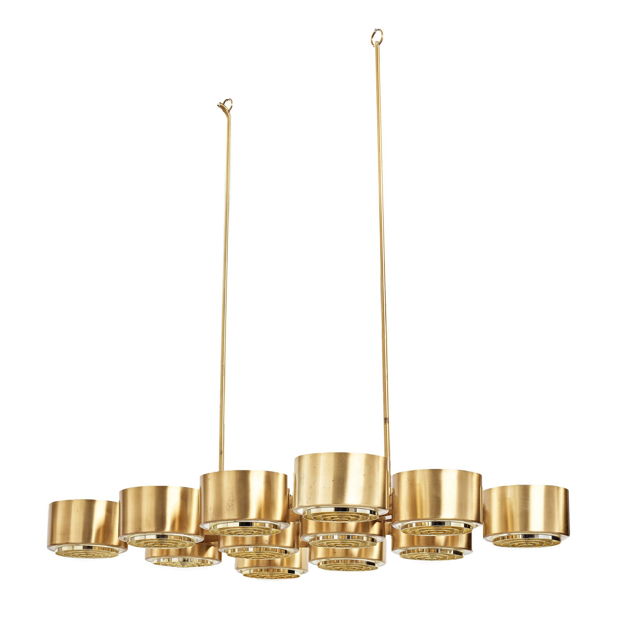 Hans-Agne Jakobsson, a model "T 363/12" twelve lights ceiling lamp, Markaryd, Sweden 1960-70's.