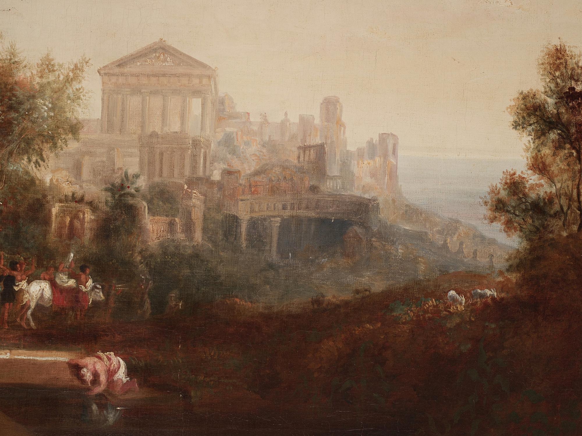 Nicolas Poussin In the manner of the artist, Bacchanal outside an antique city.