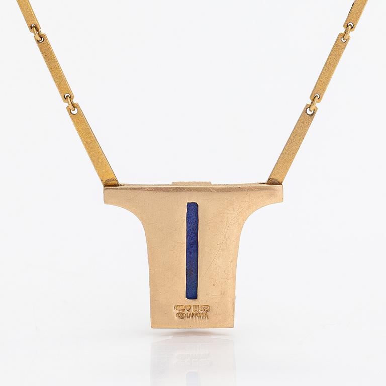 Björn Weckström, A 14K gold and lapis lazuli necklace "Torso". Lapponia 1999.