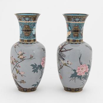 A pair of Japanese cloisonné vases, 20th century.