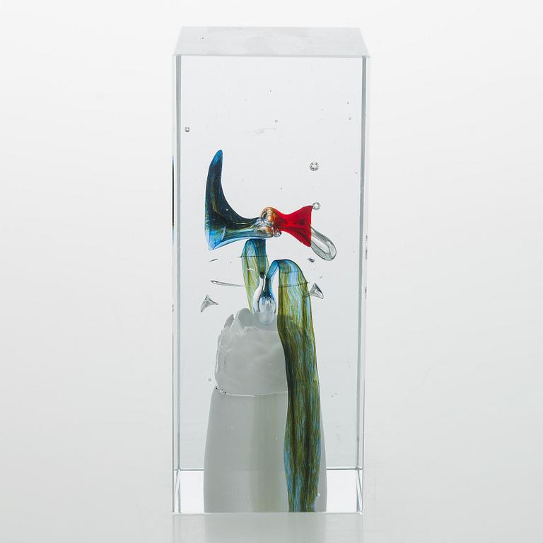 Oiva Toikka, a glass Jubilee Cube, signed and numbered Oiva Toikka Nuutajärvi Notsjö, 45/500 NIB.