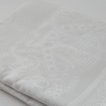 Two linen damask tablecloths.