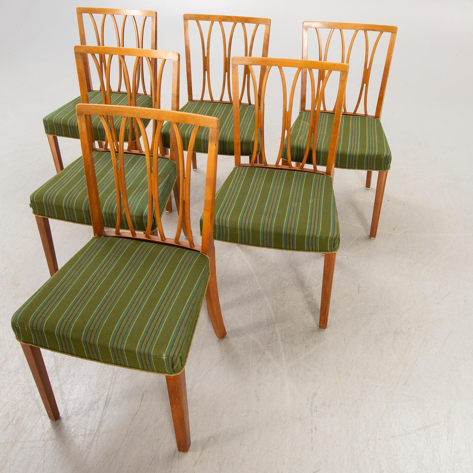 Stolar, 6 st, Danmark, 1940-50-tal.