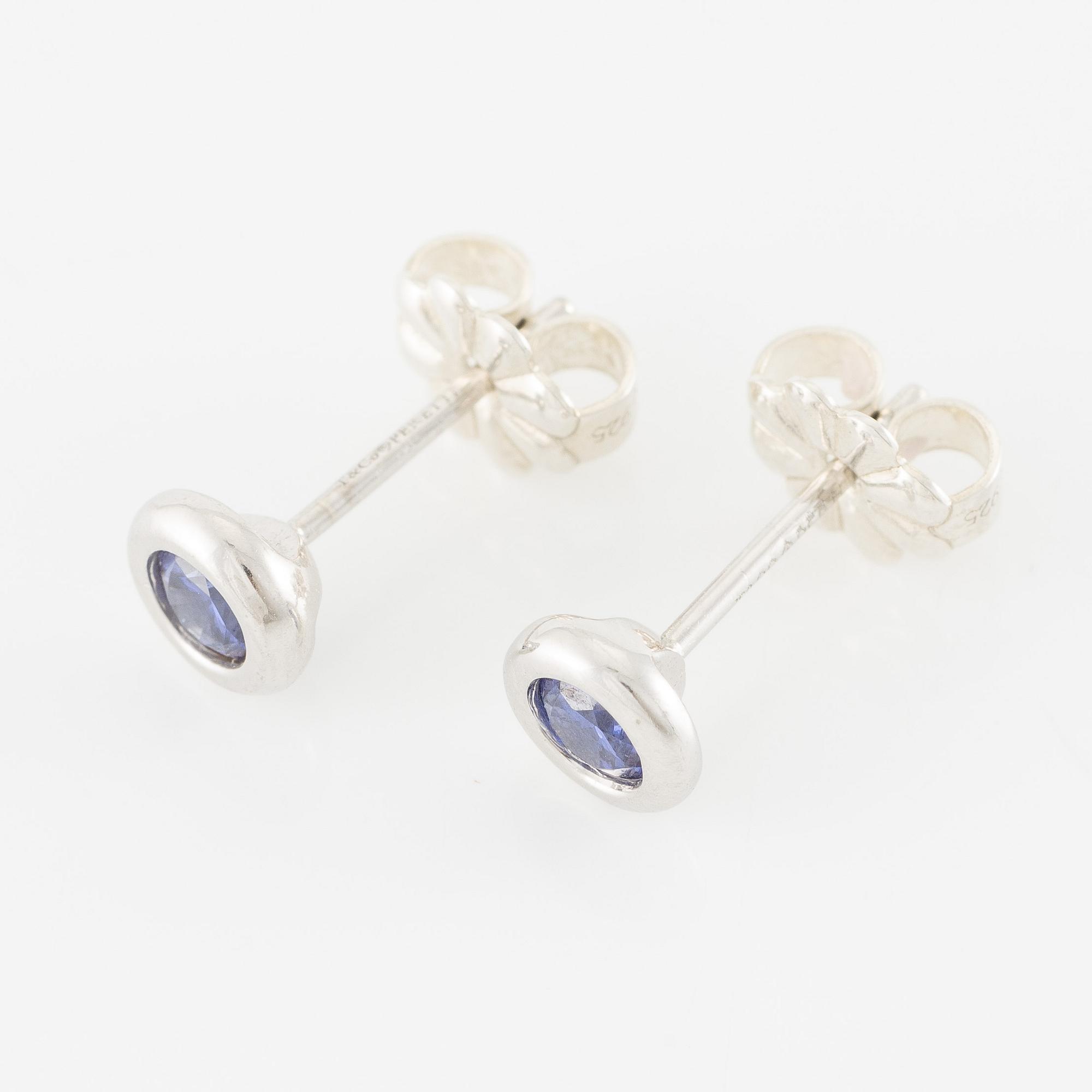Tiffany & Co, Elsa Peretti, "Color by the yard", earrings, silver and tanzanites.