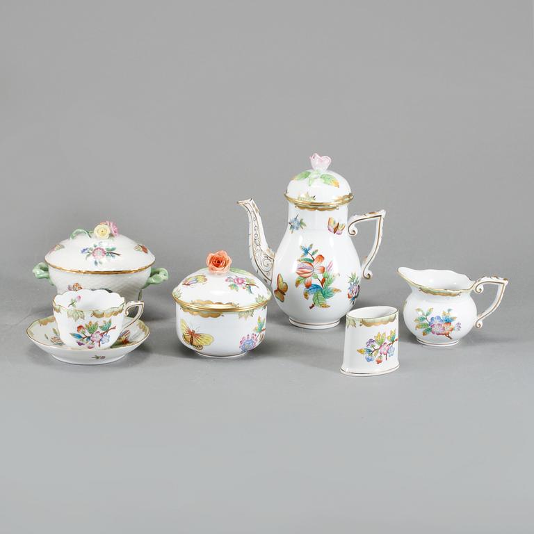 KAFFESERVIS, 11 delar, porslin, Herend, Ungern, 1900-talets fjärde kvartal.