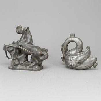 GLASSFORMAR, 2 st, tenn, omkring 1900.