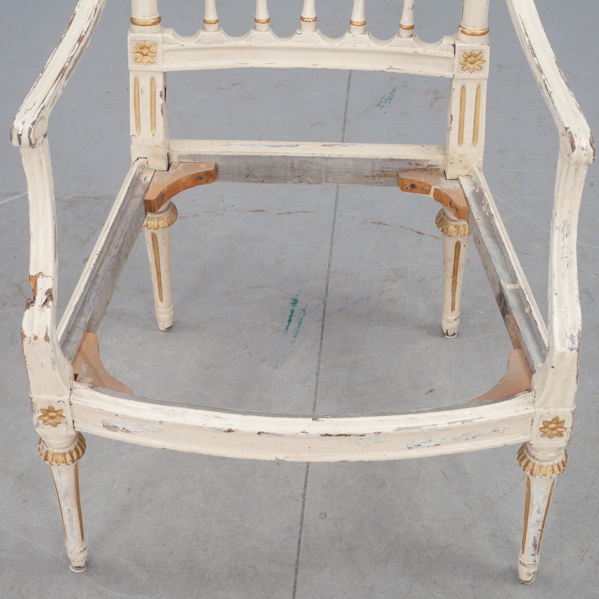 KARMSTOL, sengustaviansk. Etikett Stockholms Stolmakarämbetes stämpelbild.  Omkring 1800.