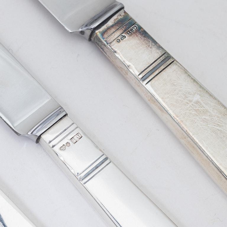 Jacob Ängman, bestickservisdelar, 49 st, silver, modell "Rosenholm", GAB, Stockholm, bl.a. 1962.