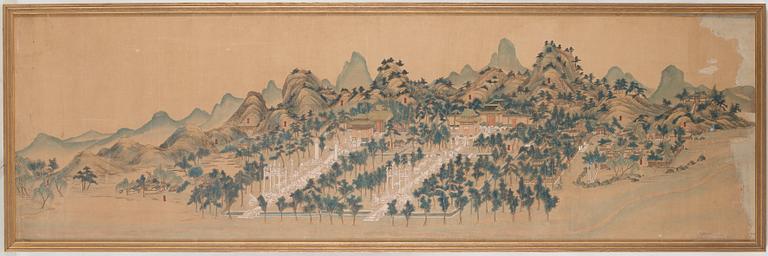 A long scroll painting by unknown Chinese artist, Qing dynasty/early 20th Century.