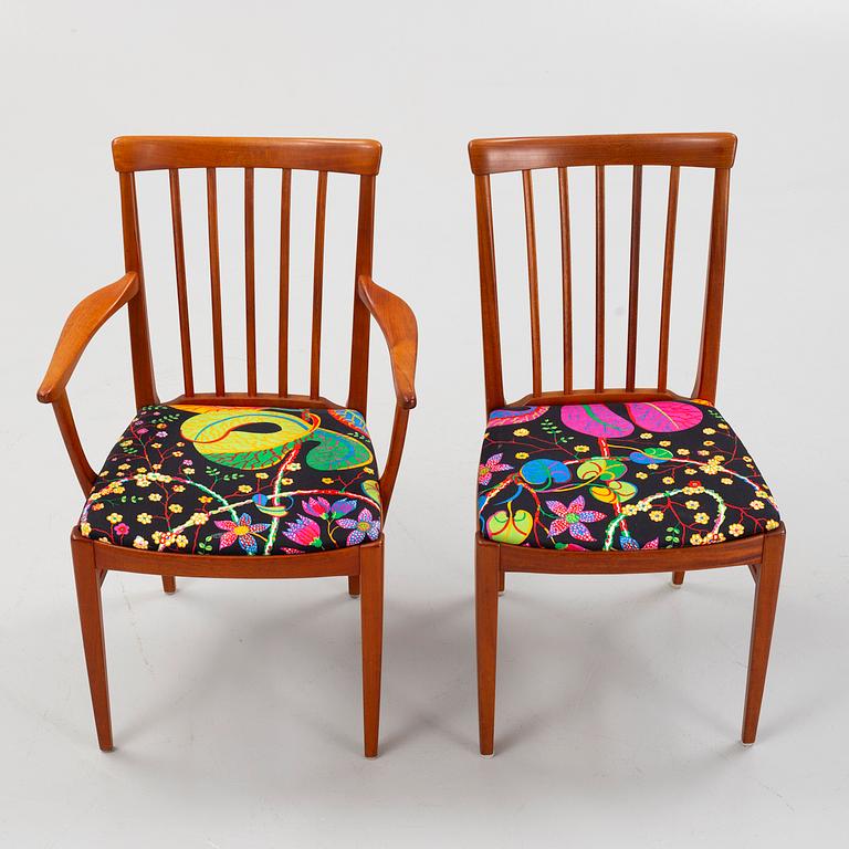 Carl Malmsten, a 'Herrgården' dining table and six chairs, Bodafors, second half of the 20th Century.