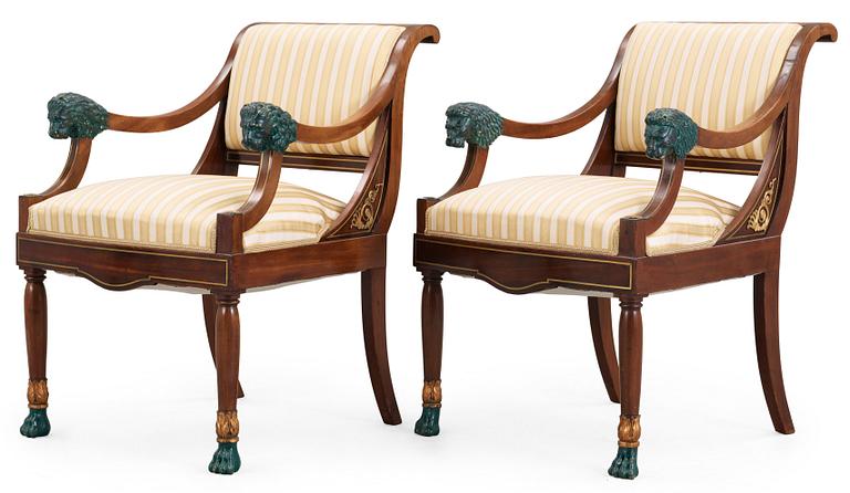 A set of five Empire 19th century chairs.