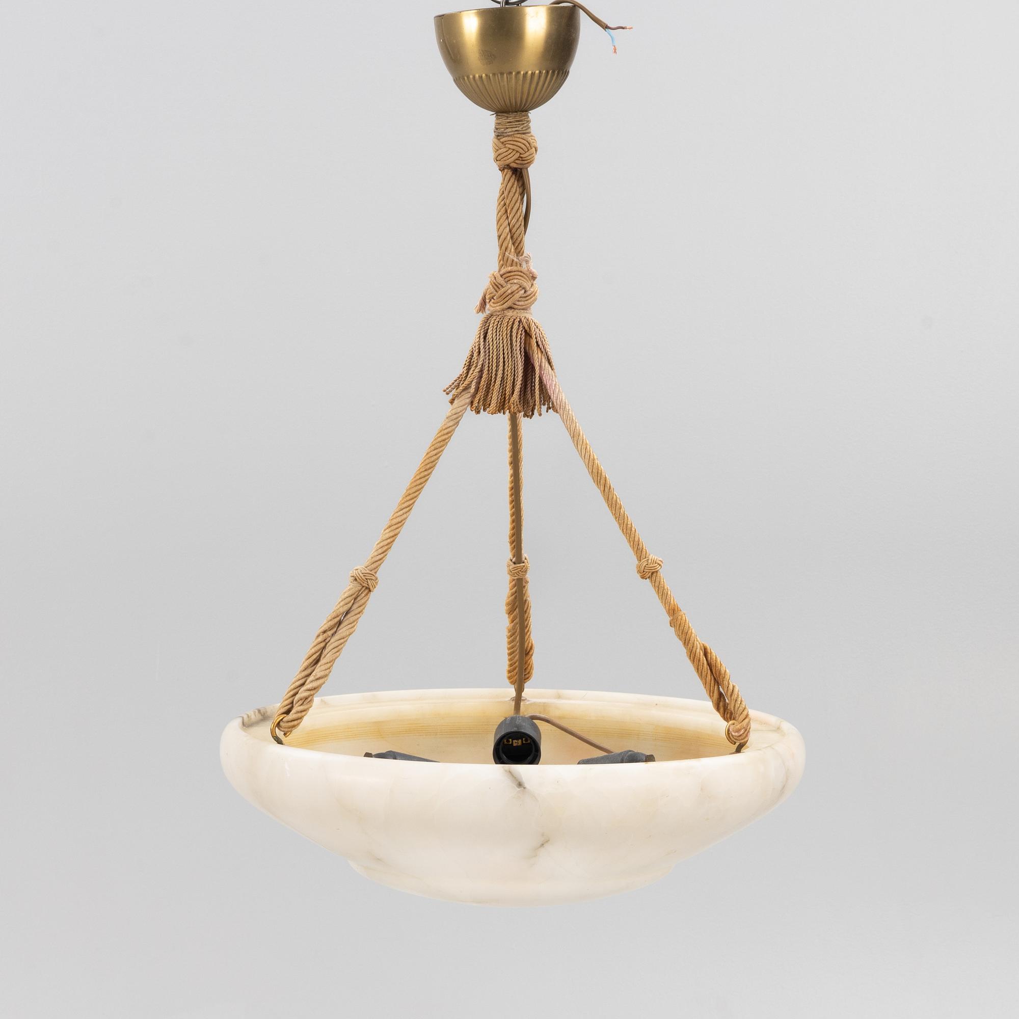 An alabaster ceiling lamp, 1920's.