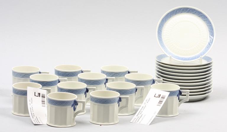 KAFFEKOPPAR, 12 st, porslin, "Blå vifte", Royal Copenhagen.