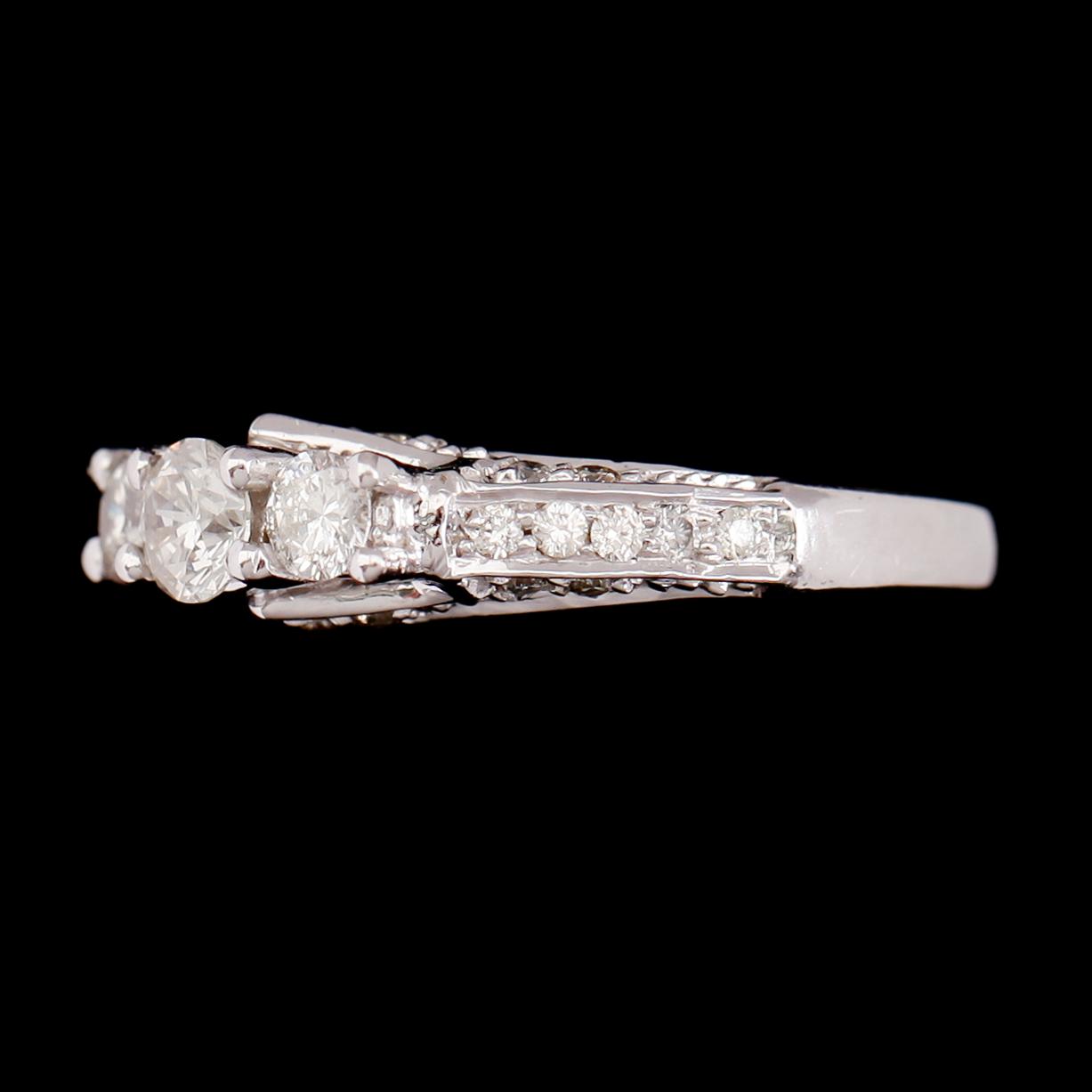 RING, 14 k rhodierat guld, briljantslipade diamanter tot 0.96 ct.