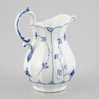 A 'Blue Fluted Plain' / 'Musselmalet rifflet' pitcher, Royal Copenhagen, model 355, 1969-73.