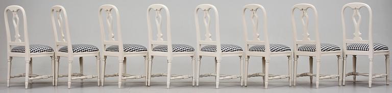 STOLAR, 8 st, gustaviansk stil, "Hallunda", ur IKEAs 1700-talsserie, sent 1900-tal.