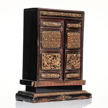 A Chinese altar cabinet, Qing dynasty, 19th Century.