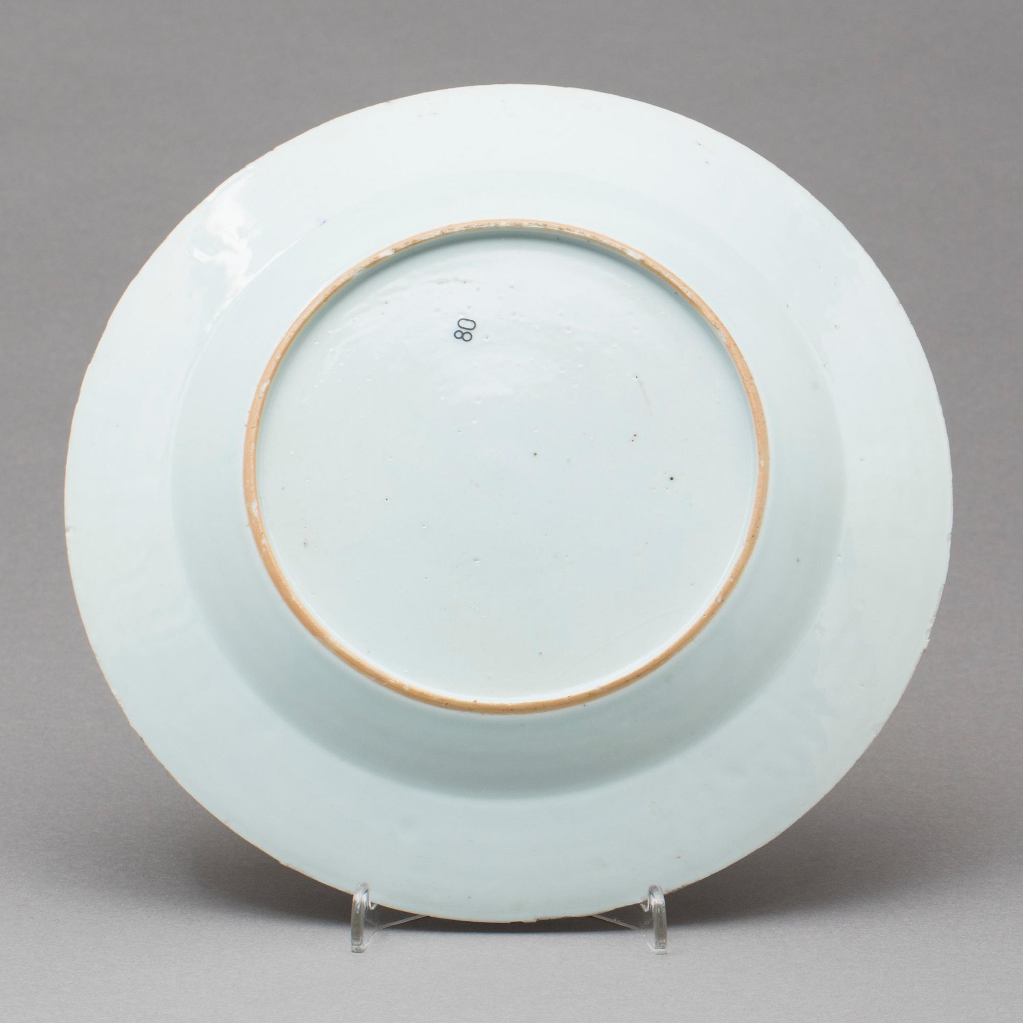 TALLRIK, kompaniporslin. Kina, Qingdynastin, Qianlong (1736-95).