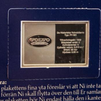Plaketter, 12 st silver "De Historiska Volvobilarna" Franklin Mint, 1978.