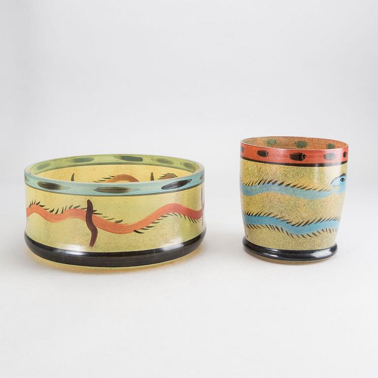 ULRICA HYDMAN-VALLIEN,  vase and bowl. Kosta Boda, signed.