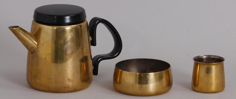 KAFFESERVIS, 3 delar, mässing, Henning Koppel, Georg Jensen.