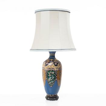 A cloisonné vase turned table lamp, Japan, Meiji (1868-1912).