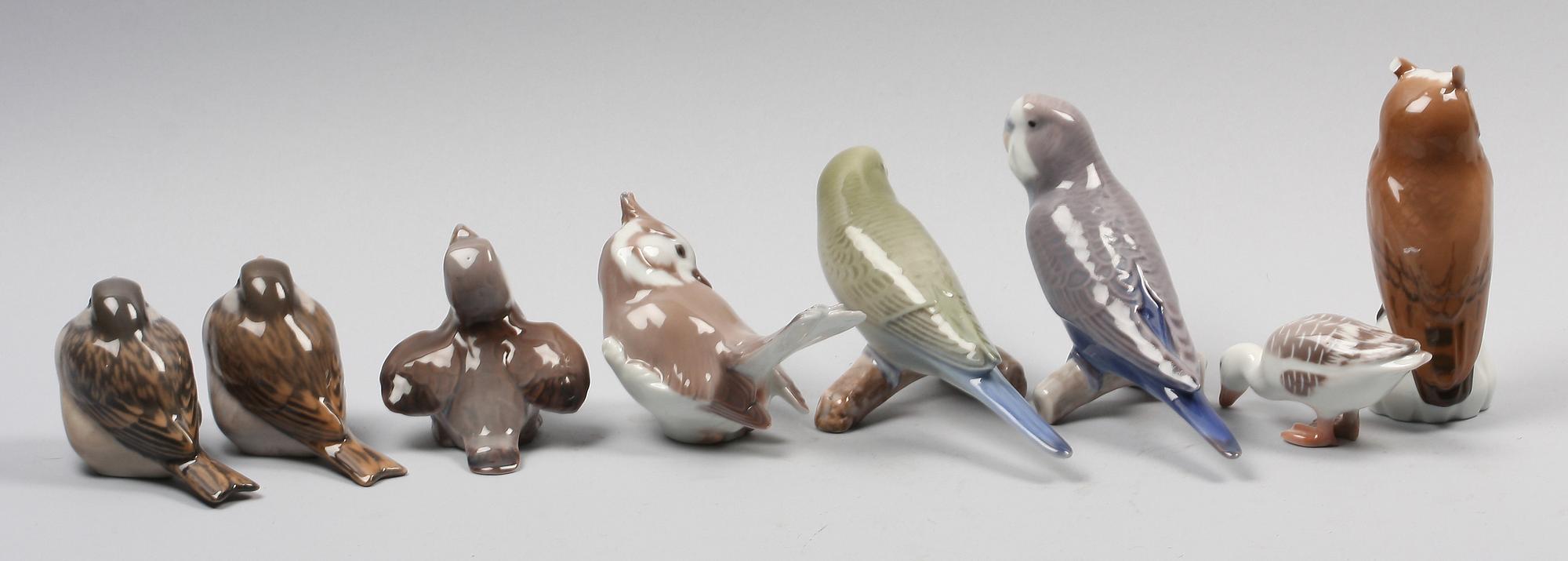 FIGURINER, 8 st, porslin, Kungl Dansk samt Bing & Gröndal.