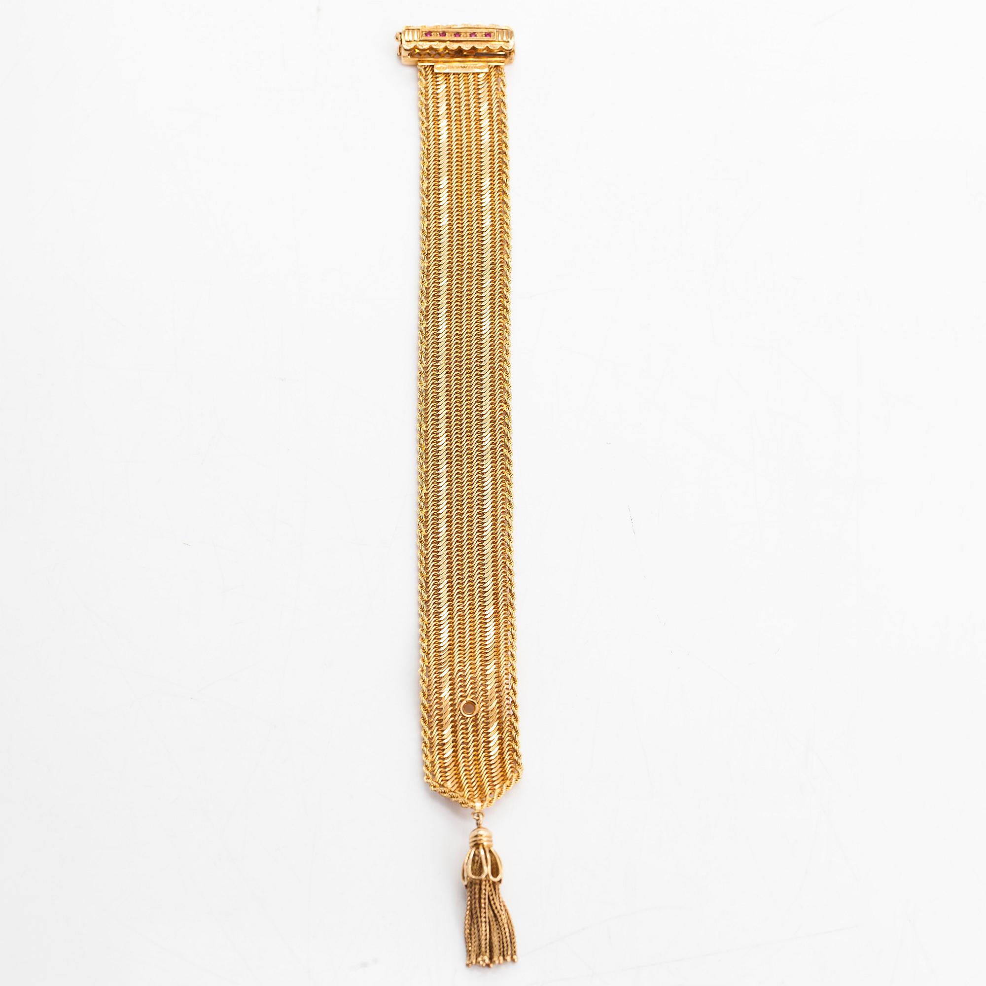 An 18K gold and synthetic rubies bracelet, Italy.