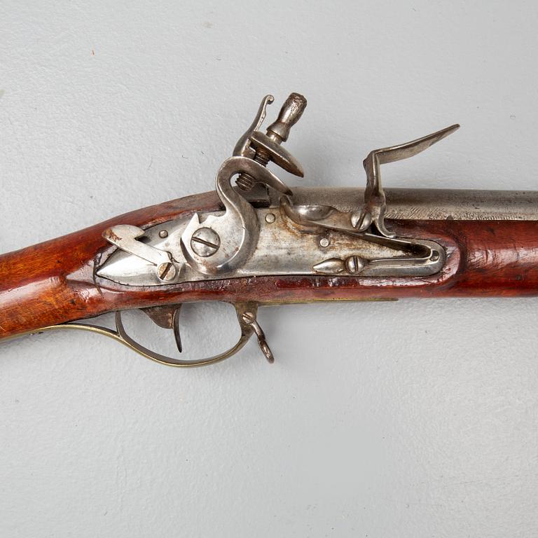 A Swedish flintlock gun, pattern 1775.