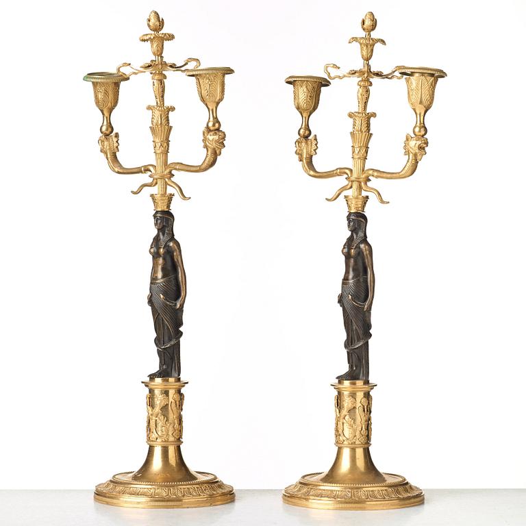 A pair of two-light candelabra, Vienna circa 1800.