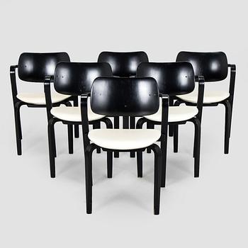 Ilmari Tapiovaara, a set of six 1960s 'Aslak' armchairs for Asko, Finland.