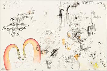 ULF RAHMBERG, Mixed media, signed with monogram and dated 1989 verso.