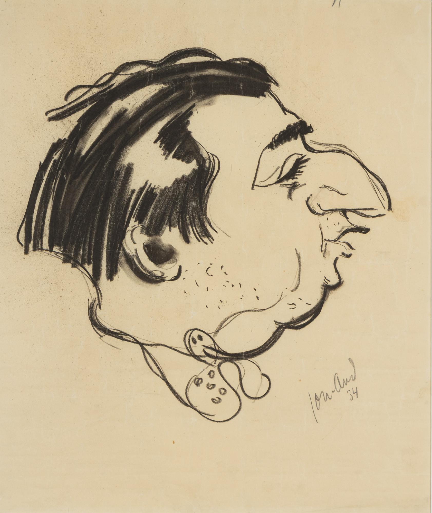 John Jon-And, charcoal on paper, signed Jon-And and dated -34.
