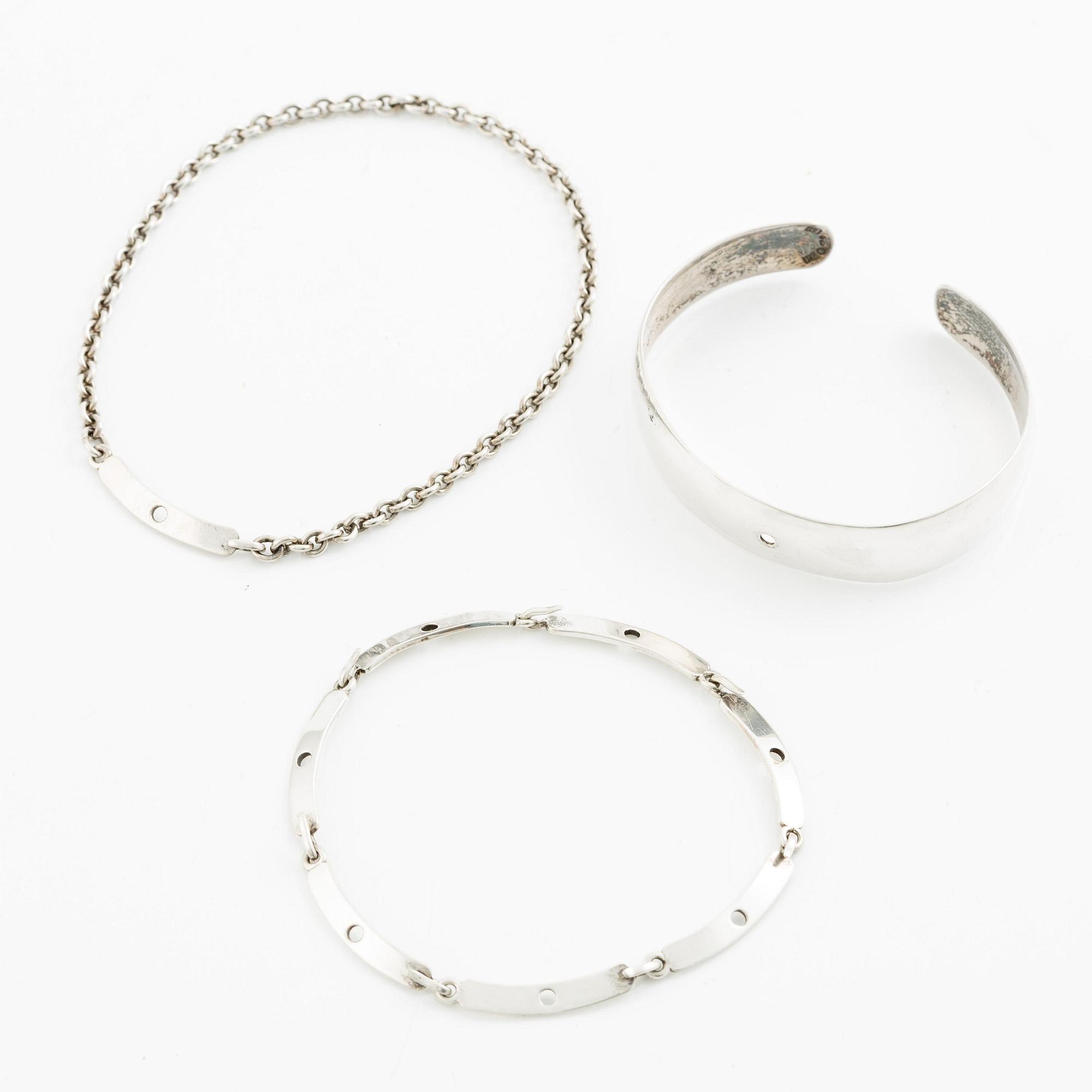 H Strömdahl, a parure, silver with tourmalines and other green stones, Stockholm 1961 and 1963.