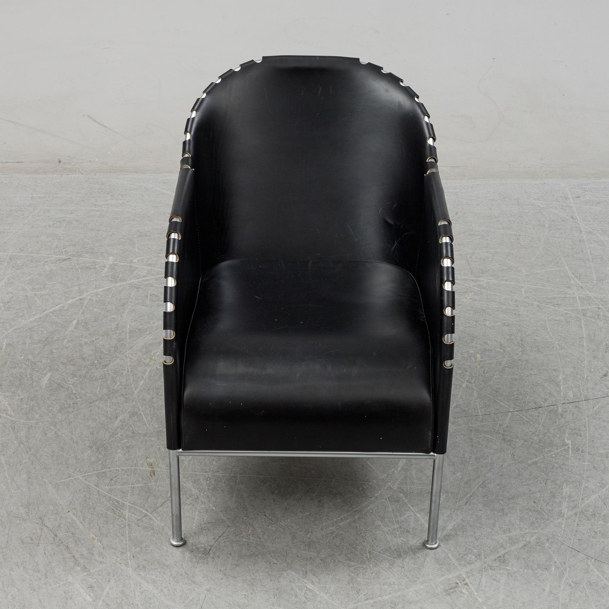 Mats Theselius, a 'Bruno' tubular steel and leather lounge chair, Källemo AB, designed in 1997.